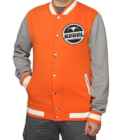 Star Wars Rebel Alliance Orange and Gray Bomber Jacket Varsity Style