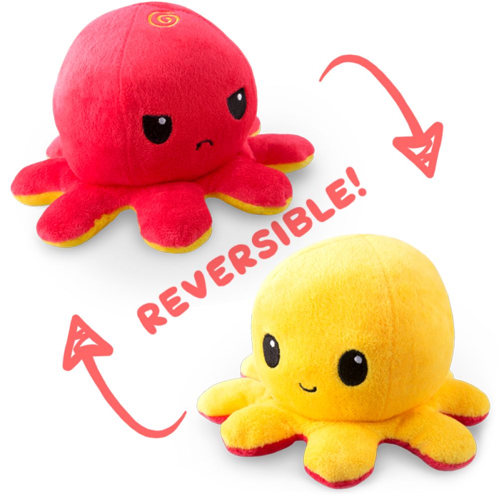 TeeTurtle The Original Reversible Octopus Plushie (Red / Yellow)