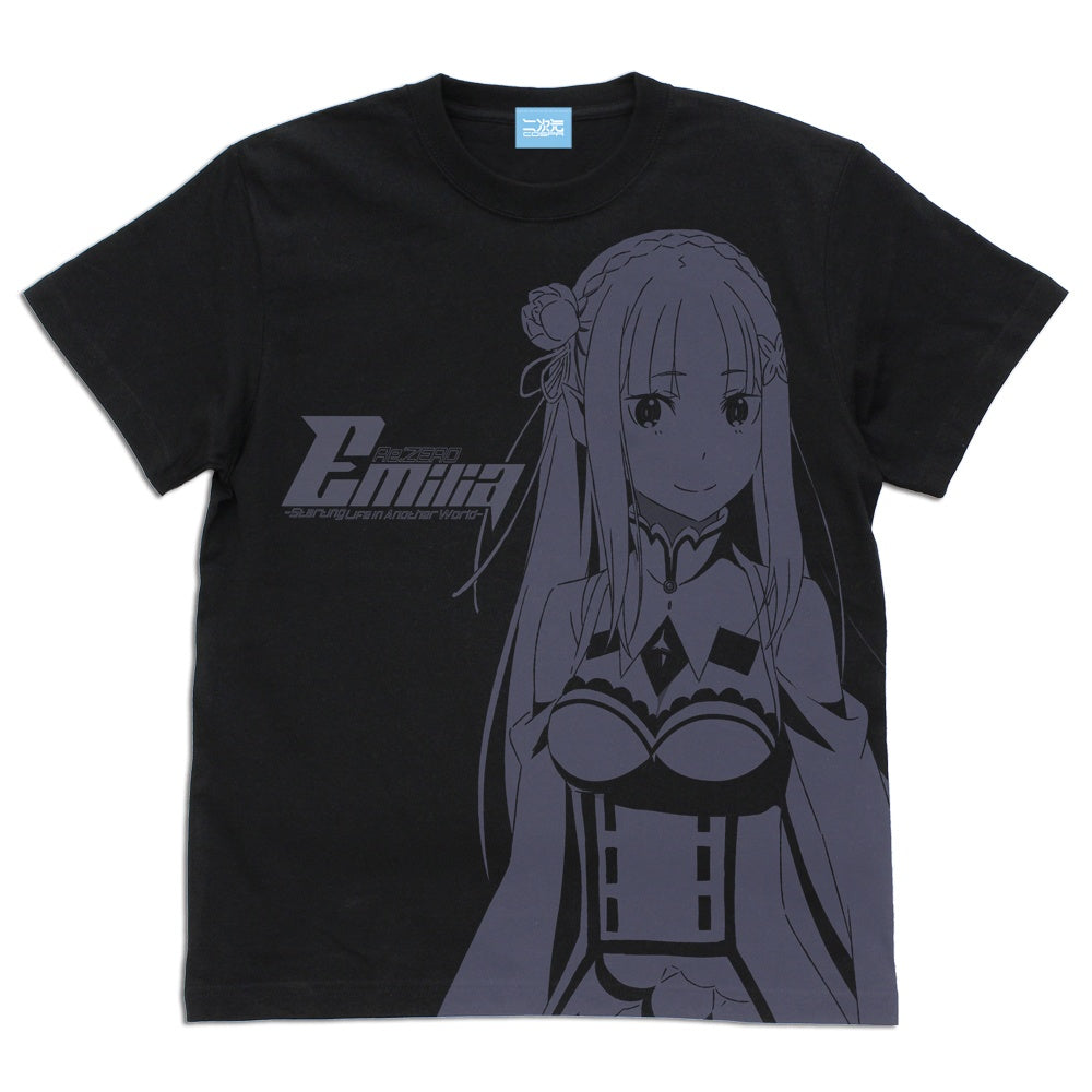 Re: Zero Starting Life in Another World: Emilia All Print T-shirt BLACK - Small