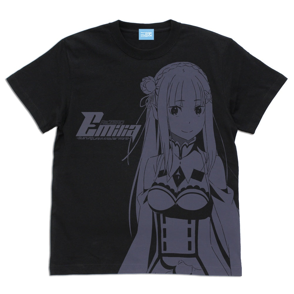 Re: Zero Starting Life in Another World: Emilia All Print T-shirt BLACK - Medium