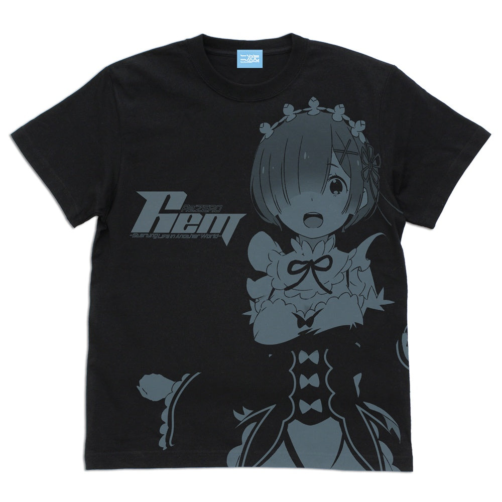 Re: Zero Starting Life in Another World: Rem All Print T-shirt BLACK - Small